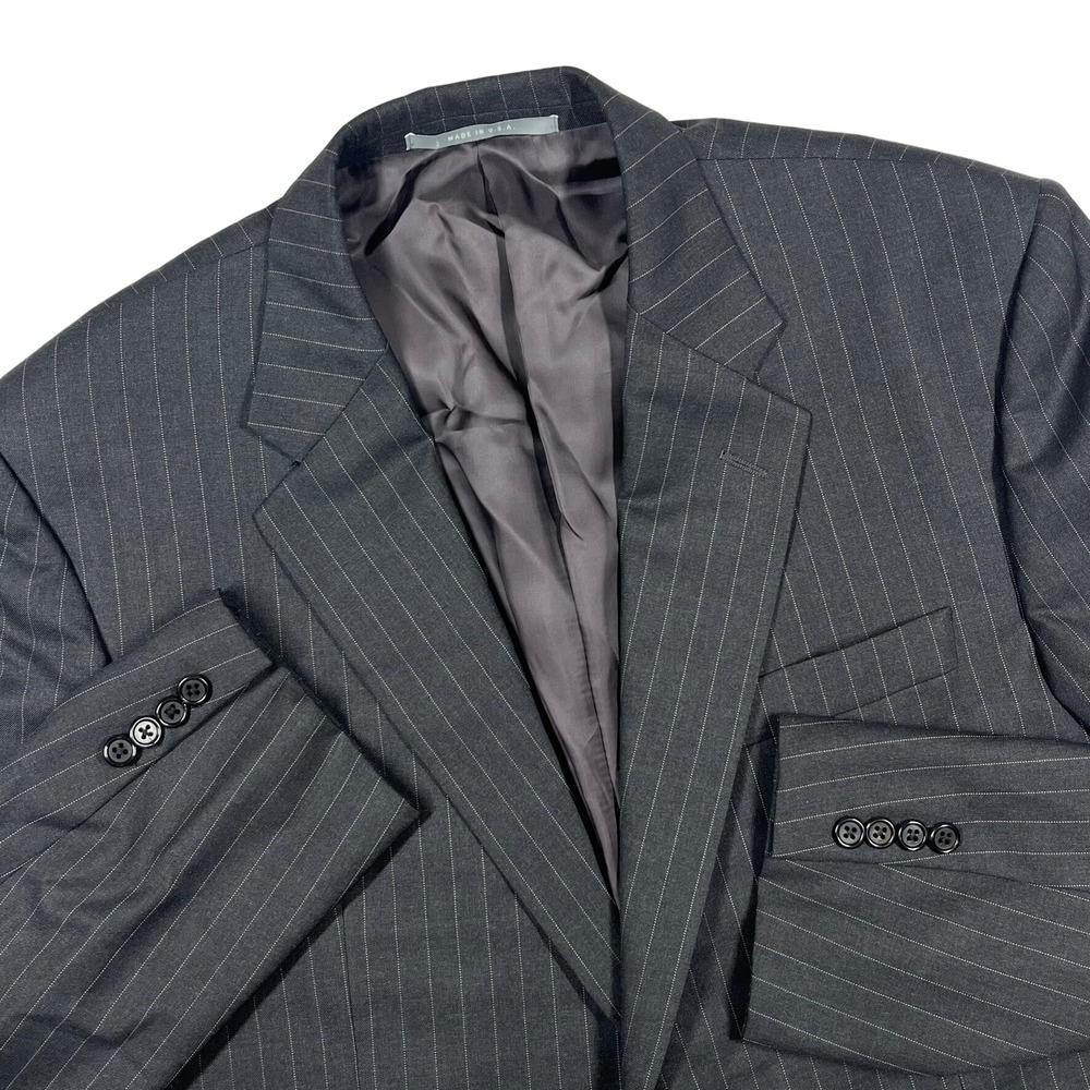 Hickey Freeman Madison Wool Two-Button Blazer Men 44L Grey Pinstripe Loro Piana - Picture 1 of 14